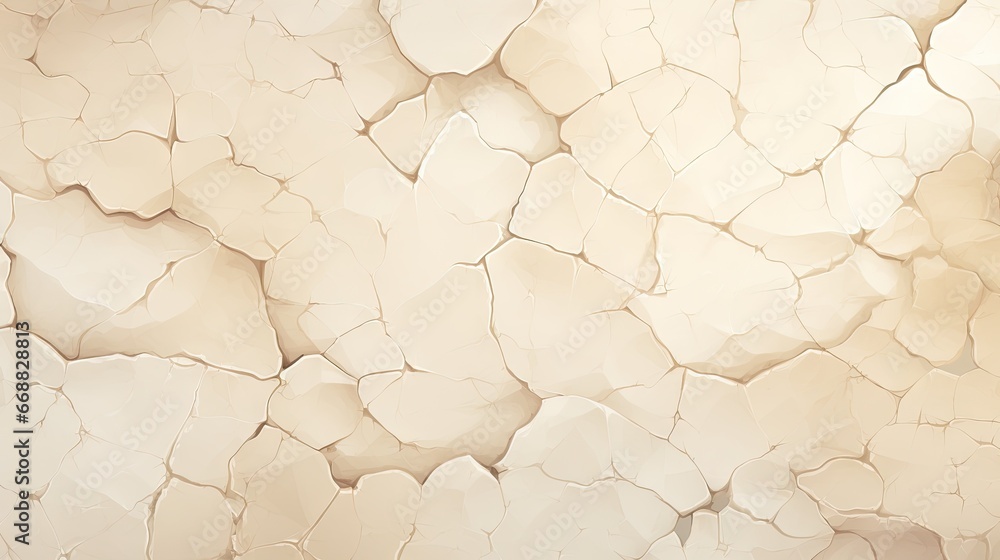 Poster a white wall with a bunch of cracks in it and a clock on it. generative ai