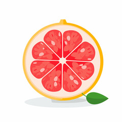 simplified flat vector art image of grapefruit on white background