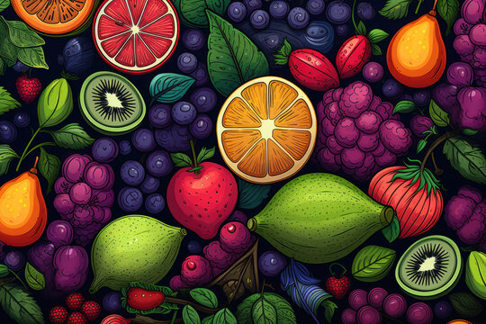 Fruit background in cartoon style