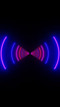 abtract design sci fi neon tunnel, looping animaiton
