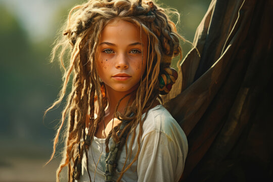 Informal young woman with dreadlocks