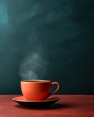 Cup of hot coffee minimalist - obrazy, fototapety, plakaty