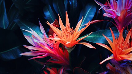  a close up of a bunch of flowers on a black background.  generative ai