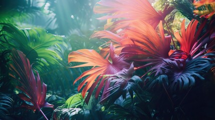  a bunch of colorful plants that are in the sun light.  generative ai