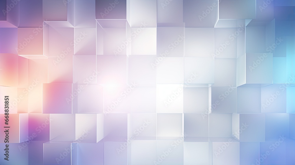 Poster a blue and white abstract background with squares of varying sizes. generative ai