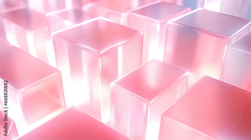 Poster a bunch of shiny cubes that are all different colors. generative ai