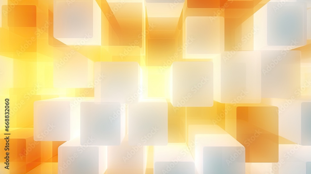 Poster a yellow and white background with squares and rectangles. generative ai