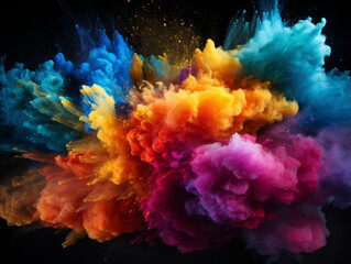 Fototapeta na wymiar Colorful powder explosion, Abstract rainbow background. Generative Ai