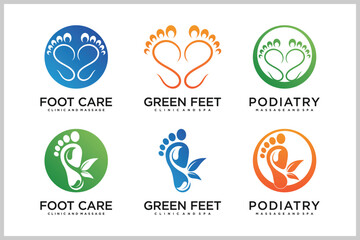 Set bundle podiatry Reflexology logo design unique concept Premium Vector