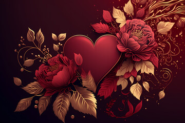 Decorative Love Hearts background - generative AI - Valentines Day backgrounds