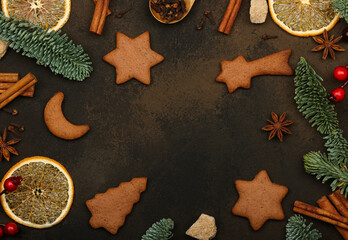 Obraz na płótnie Canvas Making gingerbread Christmas cookies