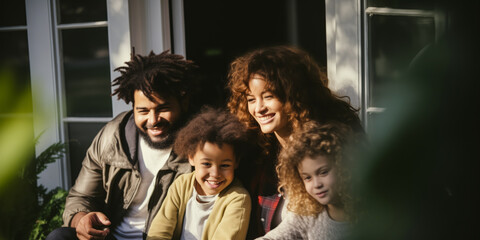 Mixed-Race Family in Cozy Home Setting