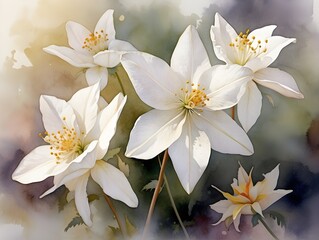 Starlight Sonata Detailed White Medium Star Amidst Pale Floral Harmony in 8K Ultra HD Watercolor - Generative AI




