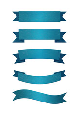 Fototapeta premium Set of blue brushed metal ribbon banners