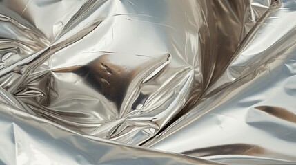 The rich texture and reflective surface of a silver foil balloon up close, capturing its luminosity.