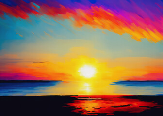 Naklejka na ściany i meble Abstract sunset over the Pacific.