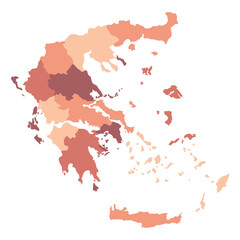 Fototapeta na wymiar Greece map with main regions. Map of Greece 