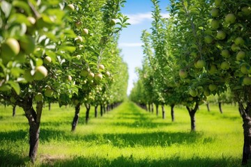 Fototapeta na wymiar a healthy orchard of apple trees