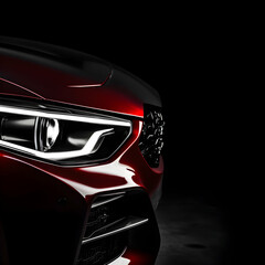 Fototapeta premium Photo detail Expensive car. headlight of modern design car at exhibition event