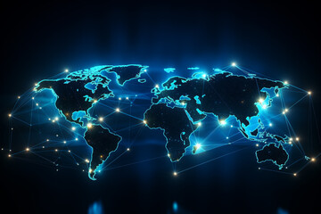 Node connecting the world graphic, world map