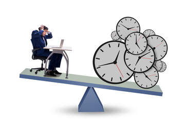 Businessman in deadline and time pressure concept