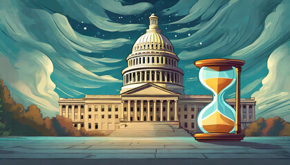 Congress running out of time to avoid a government shutdown. Generative AI. - obrazy, fototapety, plakaty