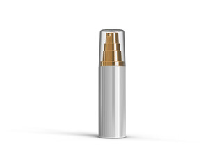 Close up view isolated of various spray bottle for cosmetics concept.