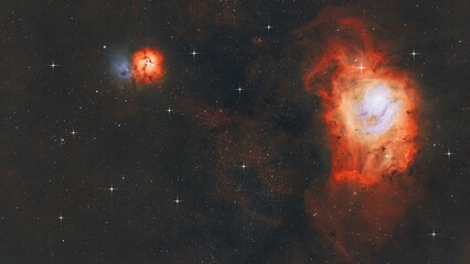 Lagoon and Trifid Nebulae M8 and M20