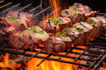 tendrils of smoke rising from grilling asado cuts