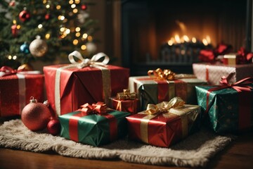 several Christmas gifts under the tree
