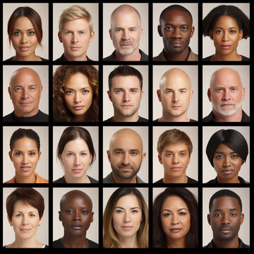 An image showing grid of the faces of many different people of different ethnic