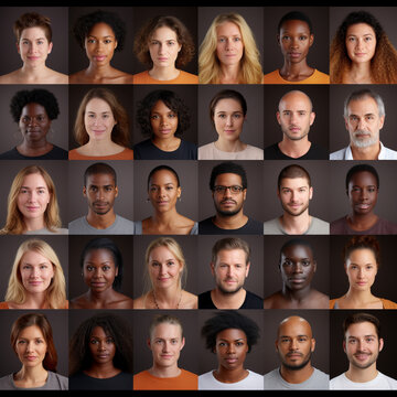 An image showing grid of the faces of many different people of different ethnic