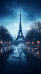 A landscapes of Paris City with eiffel tower and river