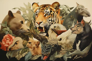 Animalistic collage depicting animals and their skins © PinkiePie