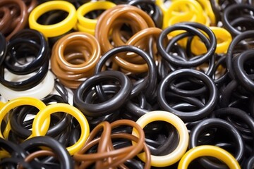 high angle view of organized rubber seals