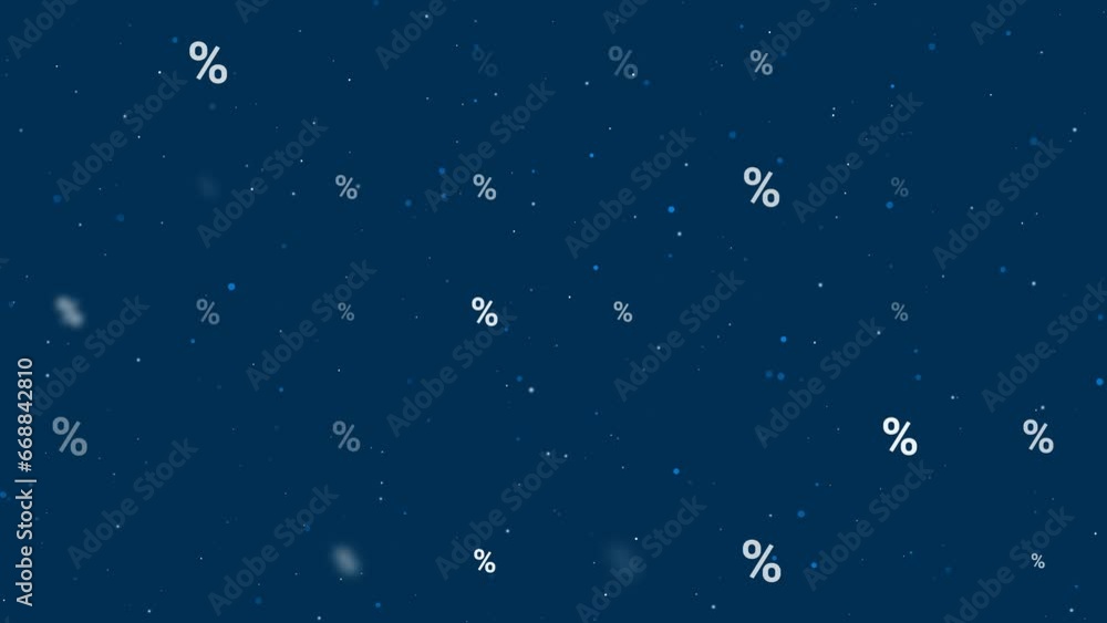 Poster template animation of evenly spaced percent symbols of different sizes and opacity. animation of tra