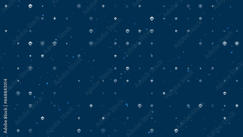 Poster template animation of evenly spaced cloud technology symbols of different sizes and opacity. animati