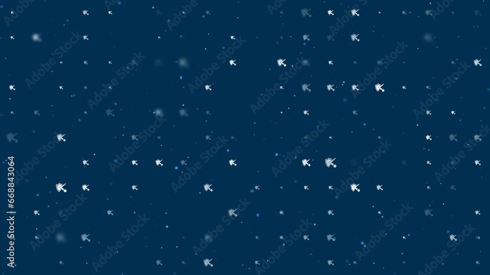 Poster template animation of evenly spaced ball bounces off the shield symbols of different sizes and opaci