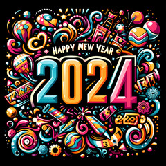 Happy new year 2024, abstract