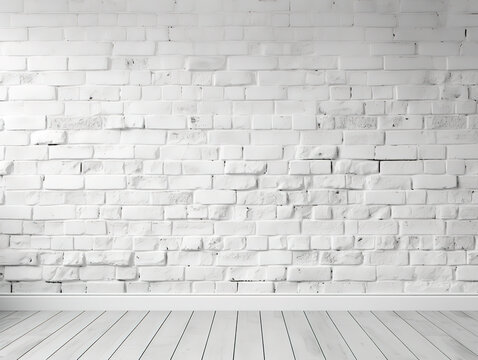 Realistic white brick wall background. Generative Ai