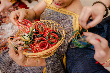 woman knitting with wool