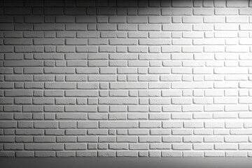 White brick wall with shadow and light. Background and texture for design