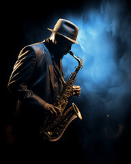 saxophone player in a studio