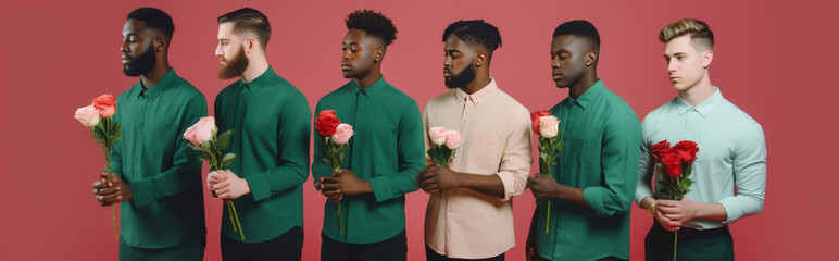 A group of men with flowers. AI Generated
