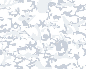Woodland Vector Camouflage. Modern Military Camoflage. Seamless Army Brush. White Fabric Pattern. Winter Camouflage. Camo Snow Canvas. Vector Blue Pattern. White Seamless Print. Blue Camo Paint.