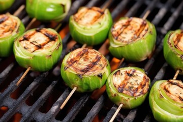 close-up of half-cut bbq brussels sprouts with grill marks