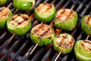 Deurstickers close-up of half-cut bbq brussels sprouts with grill marks © Alfazet Chronicles