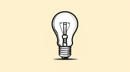 Sketch light bulb. Incandescent lamp or incandescent light globe on yellow background. No people. Copy space.
