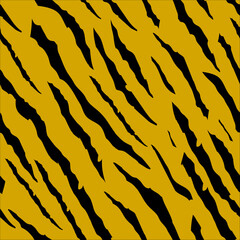 Jungle Animal Texture. Brown Cute Tiger. Line Seamless Background. Tropical Abstract Skin. Nature Cool Giraffe Brown Animal Paint. Black Stripe Print. Orange Vector Texture. Endless Grunge Pattern.