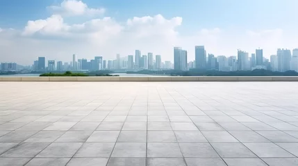 Fotobehang Empty square floor and modern city skyline panorama in Shenzhen,China. © Sariyono